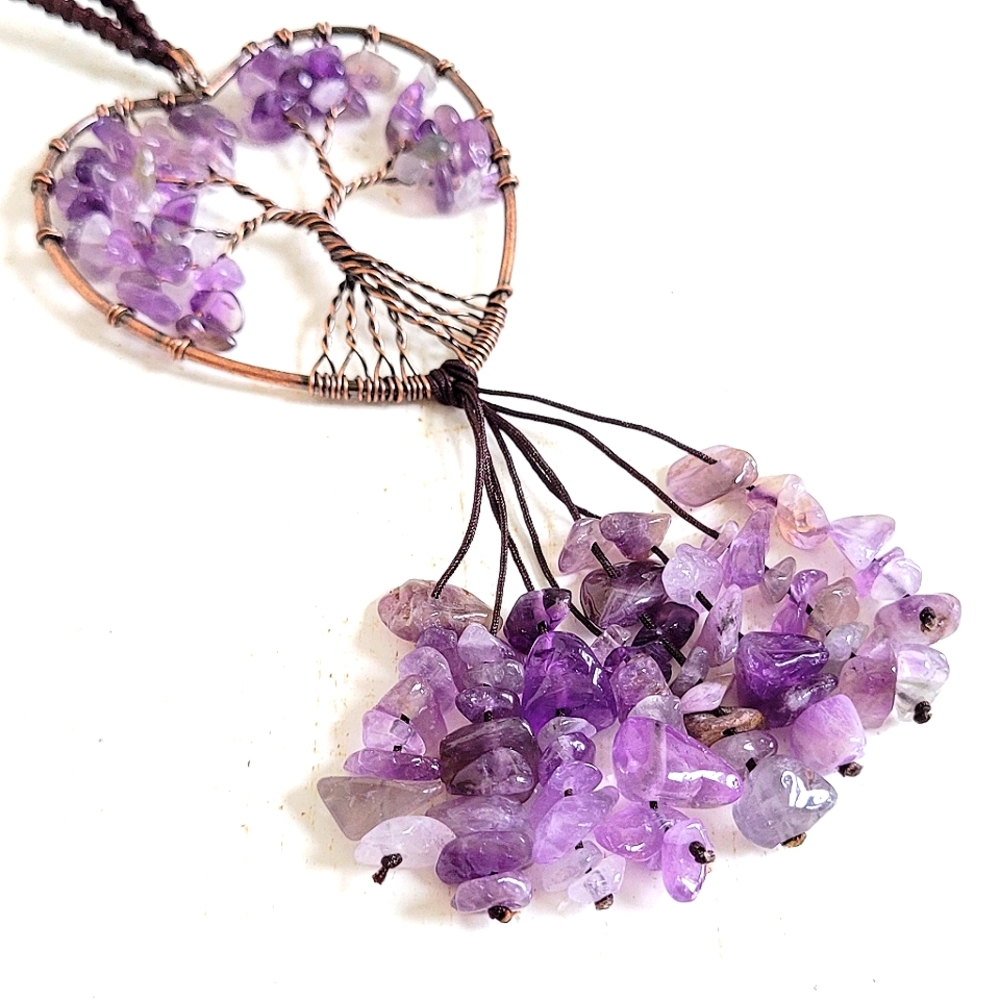 Amethyst Tree of  Life Heart Purse Charm Decorative Trinket NWT